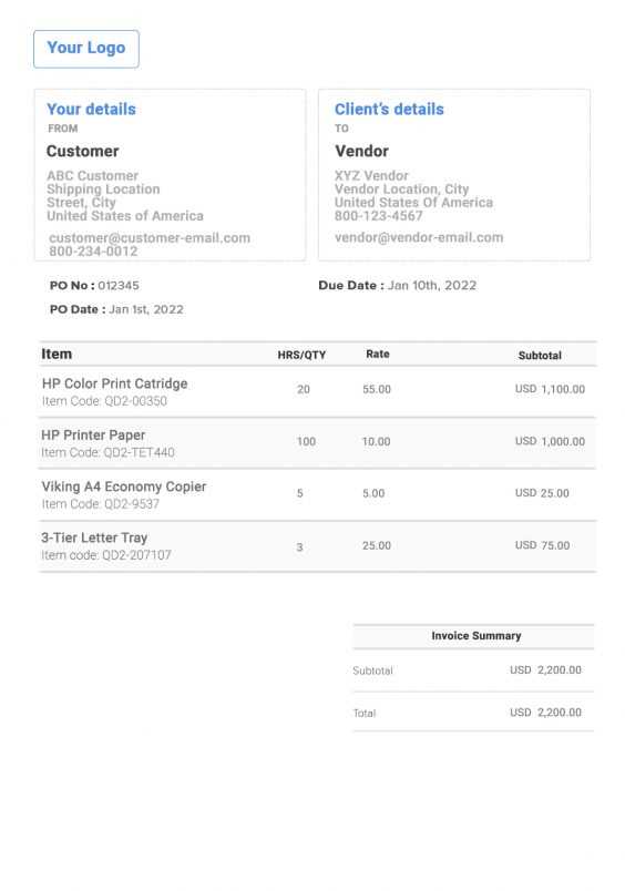 online shopping invoice template