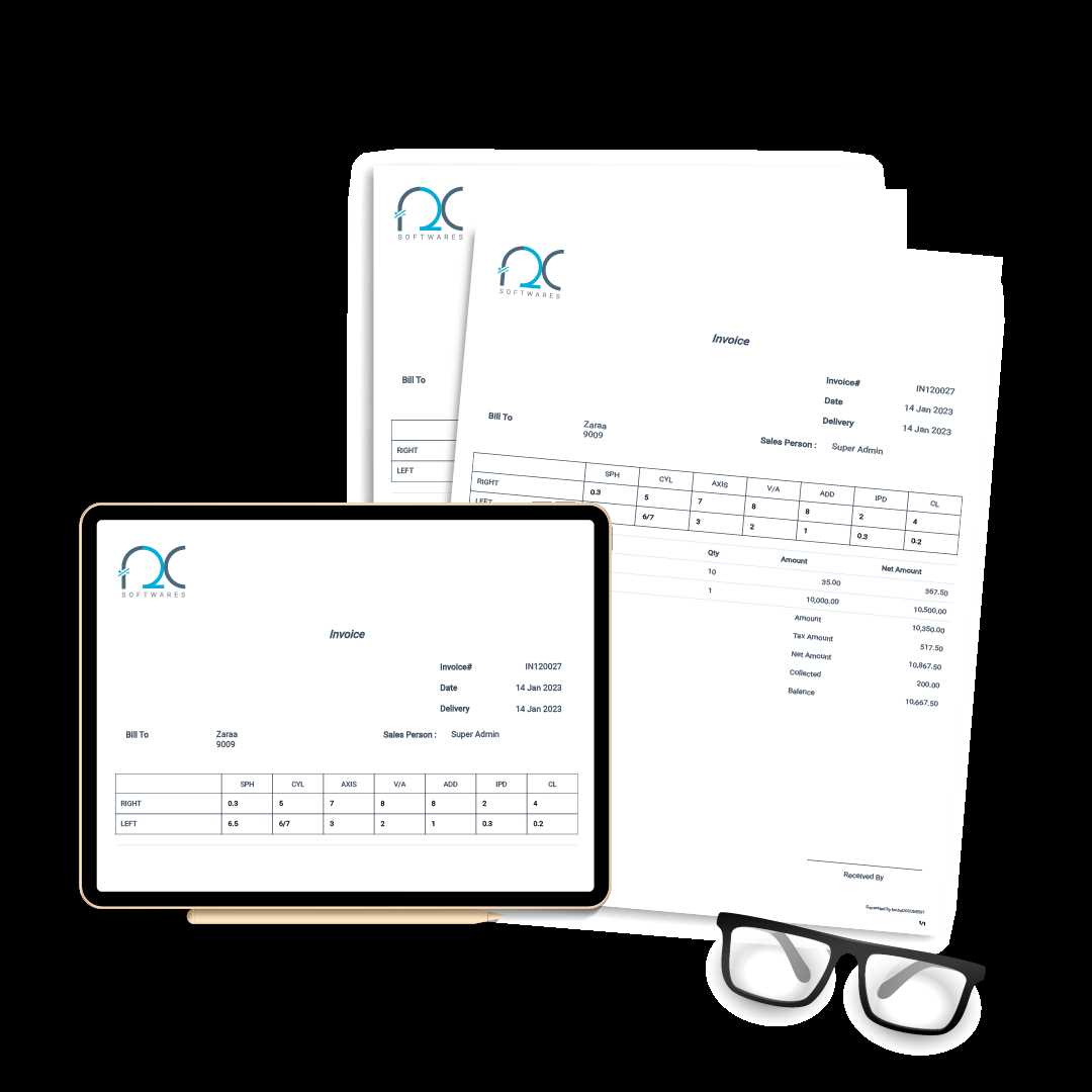 optical invoice template