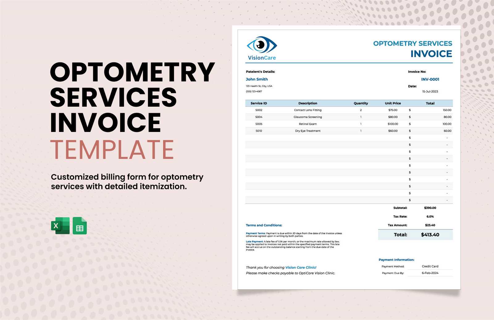 optical invoice template