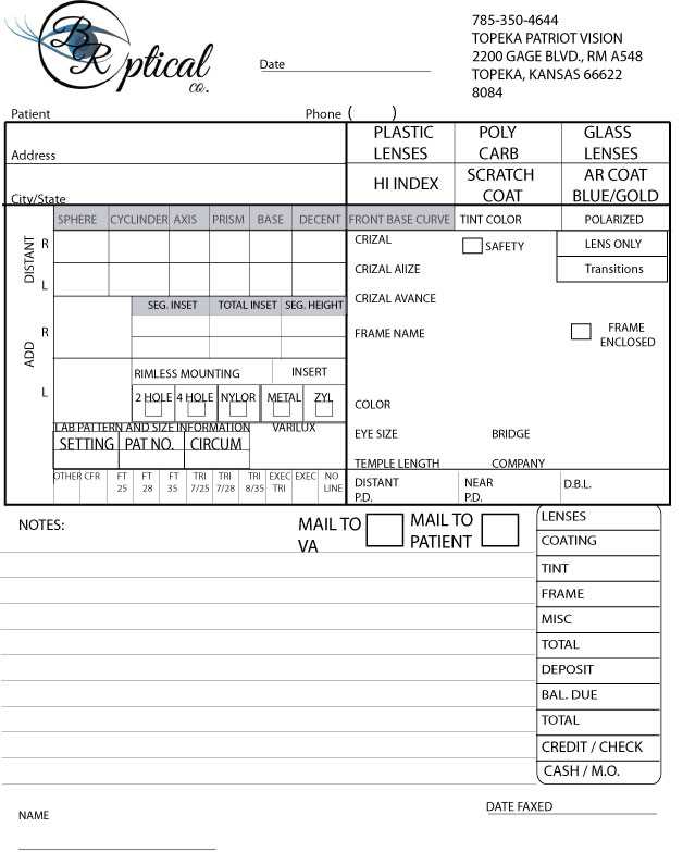 optical invoice template