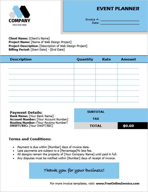 event planner invoice template