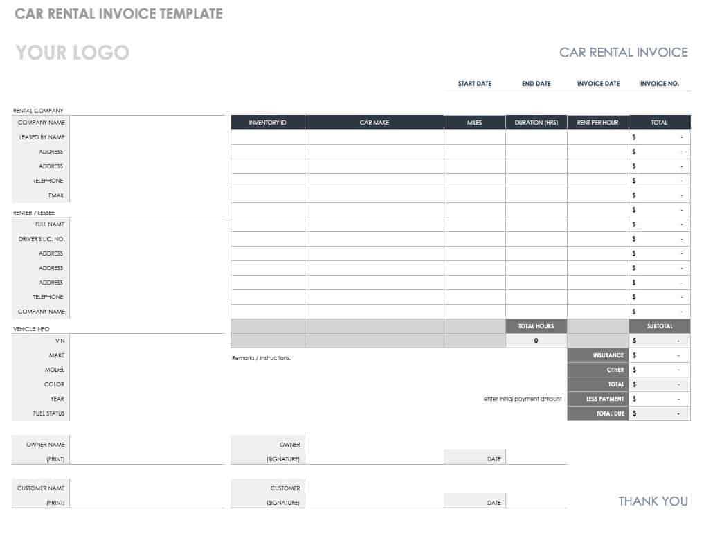 free rental invoice template word