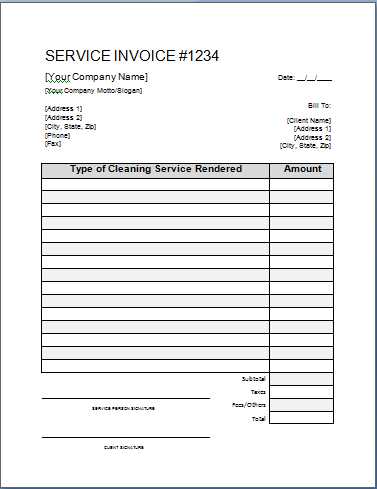 sample cleaning invoice template