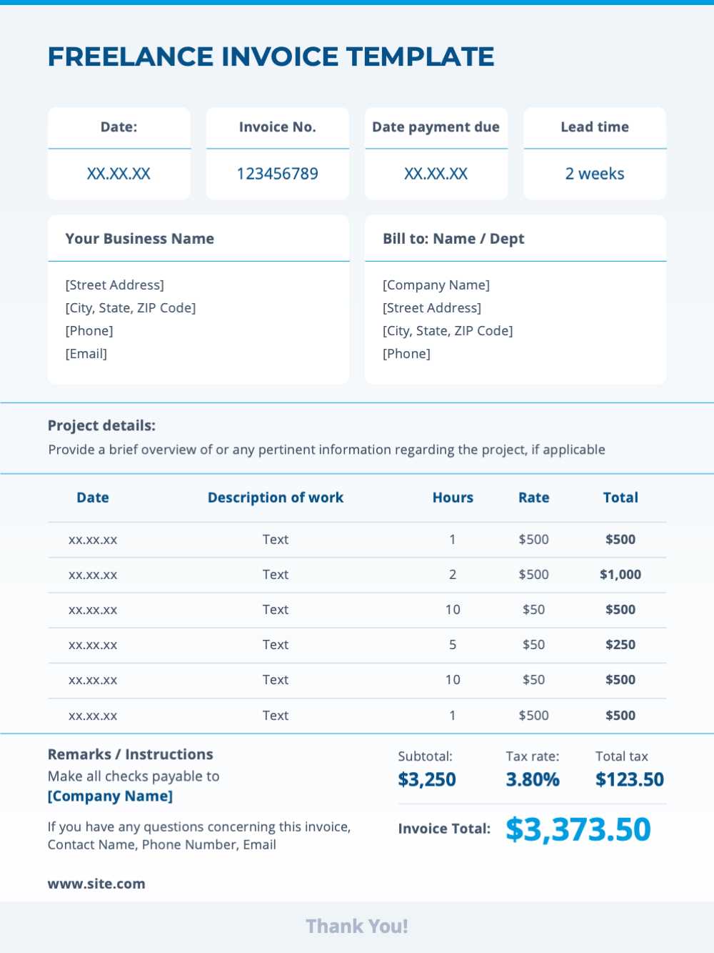 freelance translation invoice template