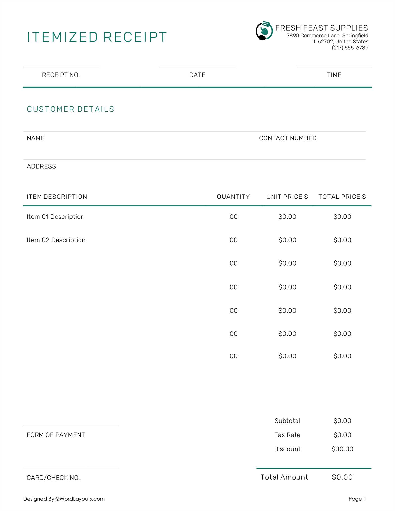 itemized invoice template