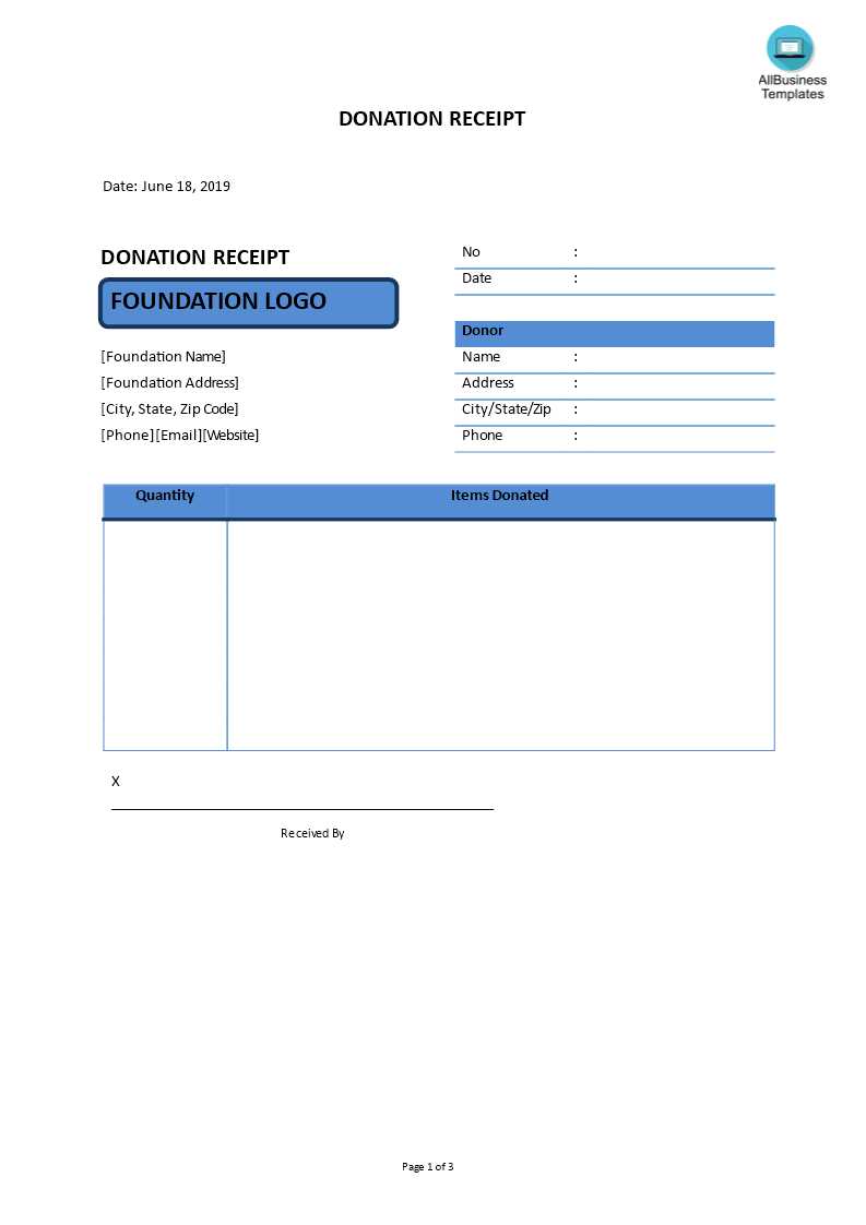 invoice template for donation