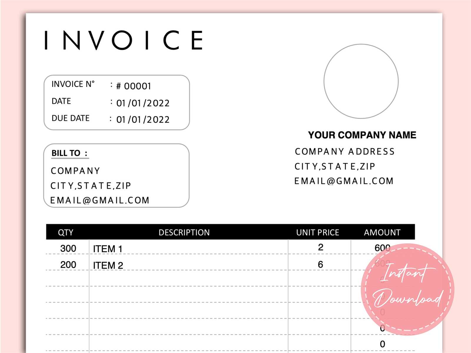 custom invoice template free