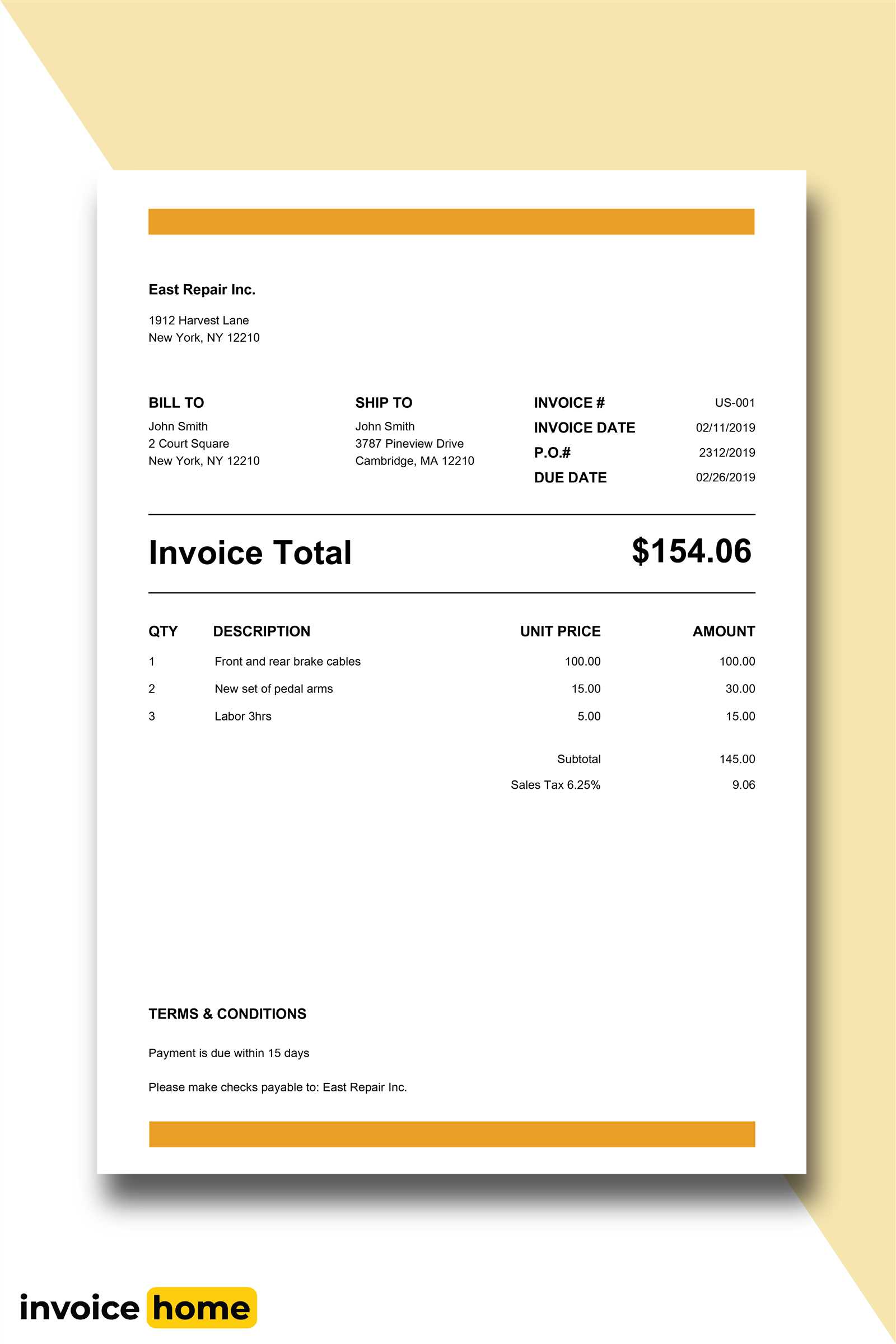 harvest invoice template