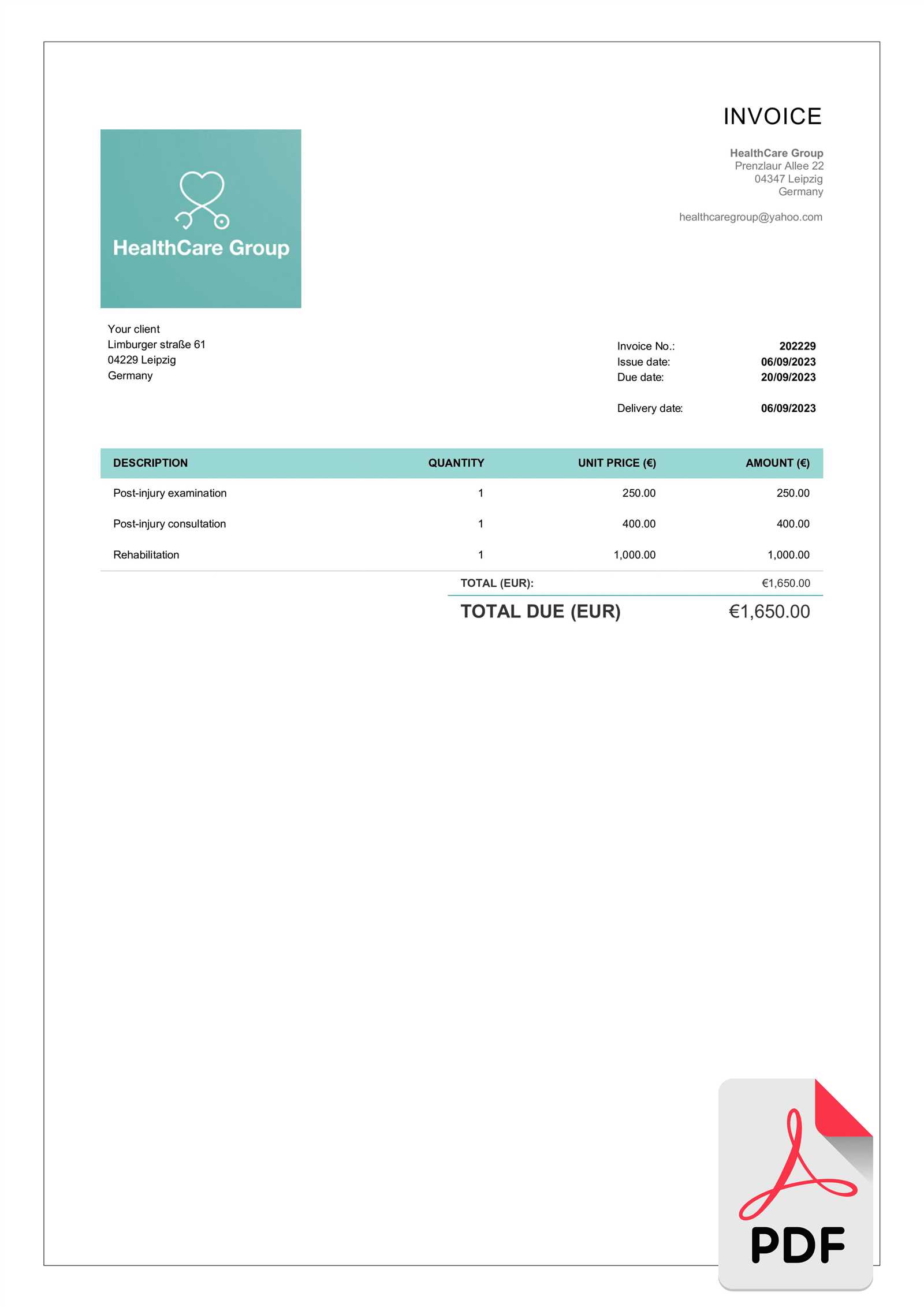 patient invoice template