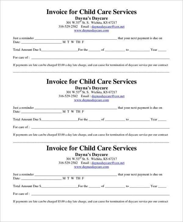 free printable daycare invoice template