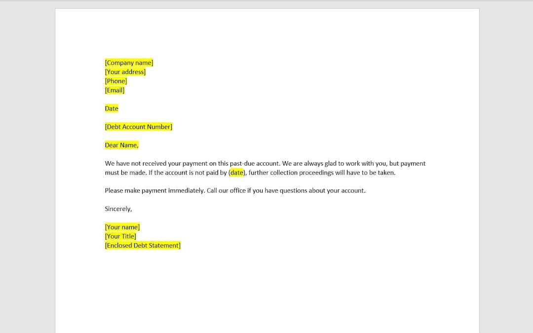 past due invoice letter template