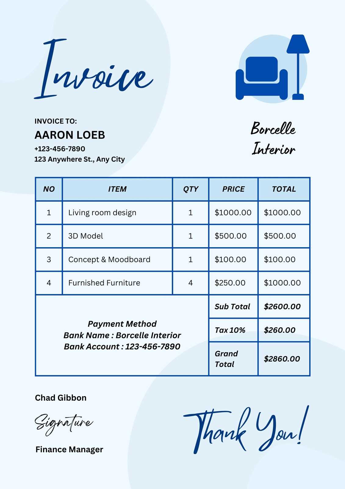 apartment invoice template