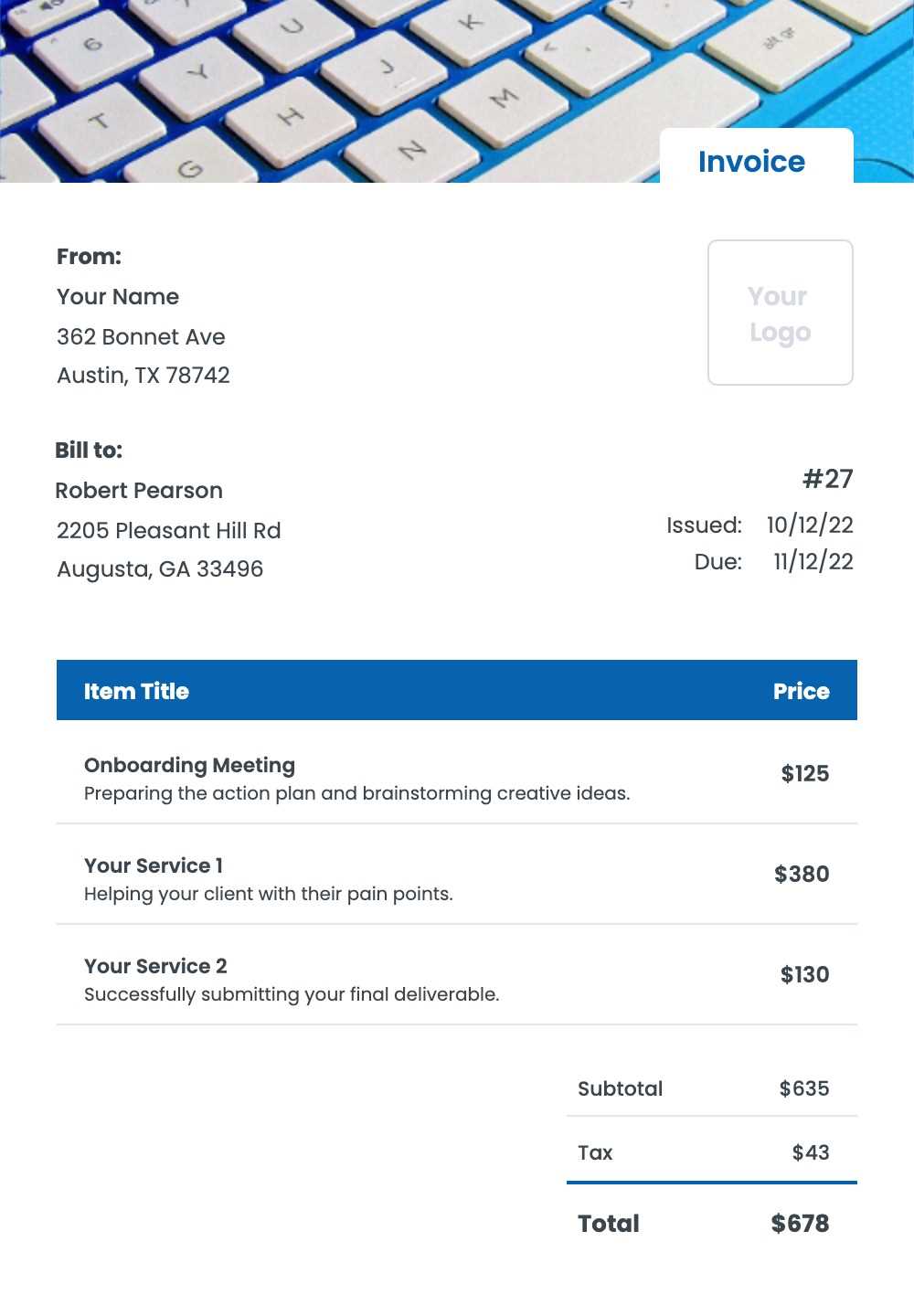 pc repair invoice template