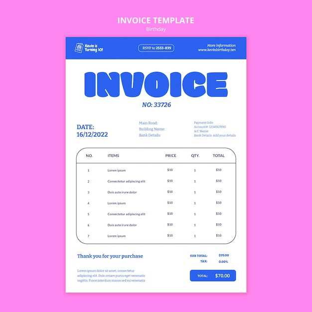 birthday party invoice template