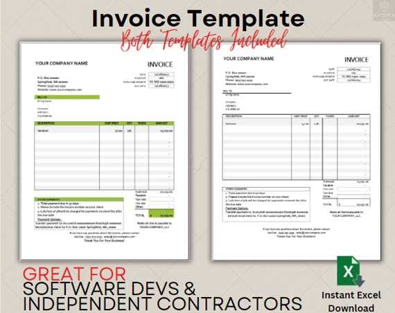 personal software invoice template