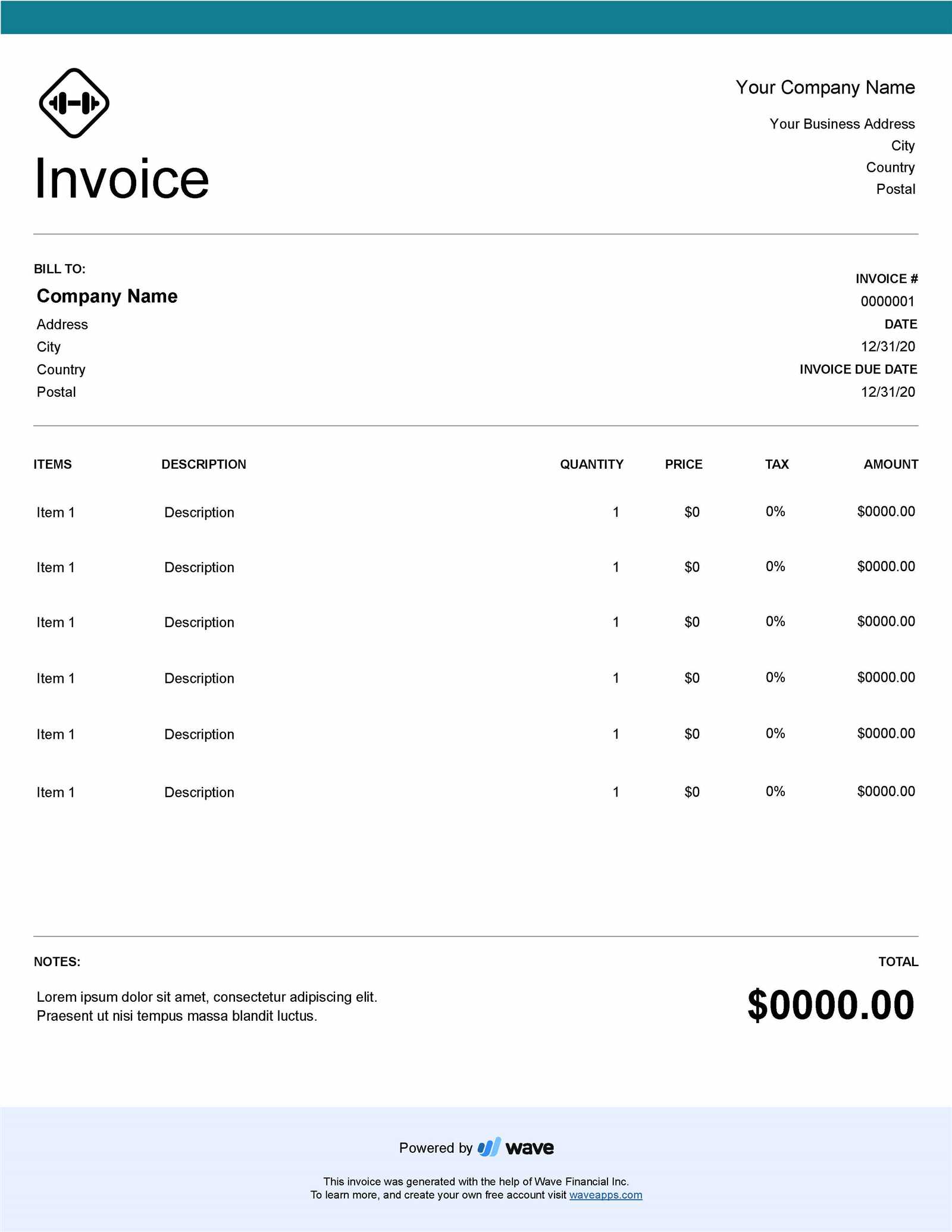personal trainer invoice template