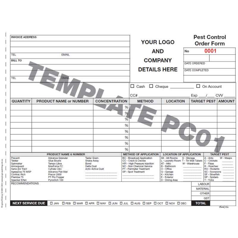 pest control invoice template free