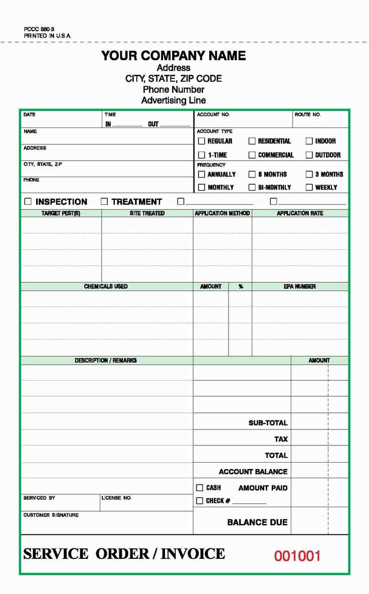 pest control invoice template free