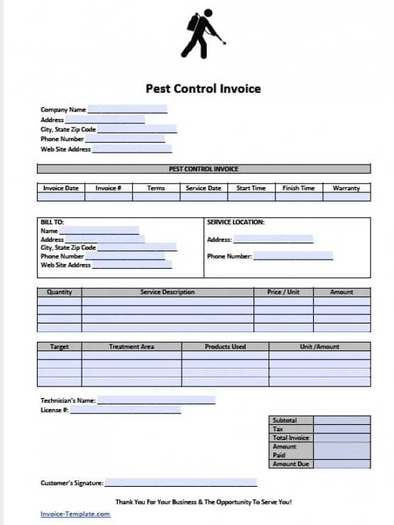pest control invoice template