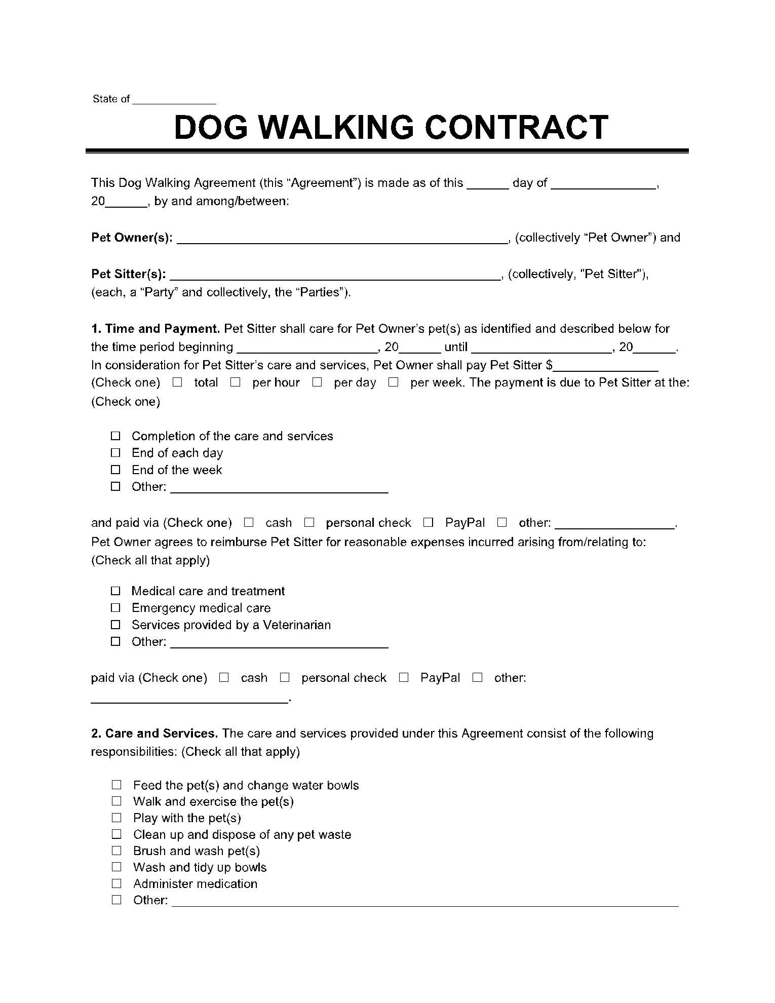 pet sitting invoice template