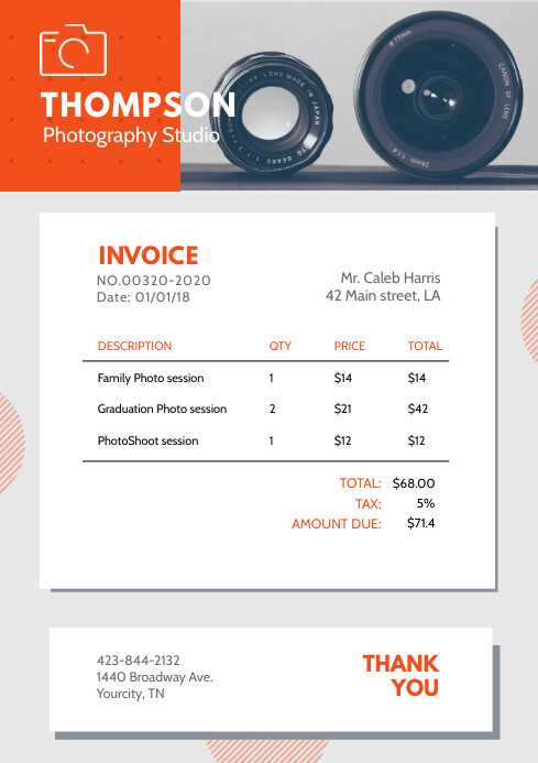 photographer invoice template free