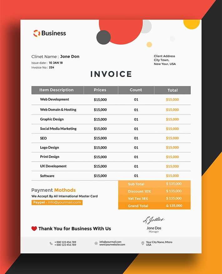 photoshop invoice template free