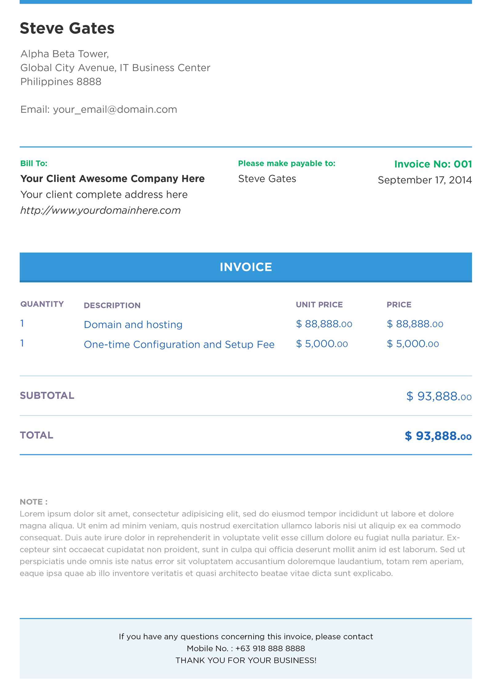 free modern invoice template