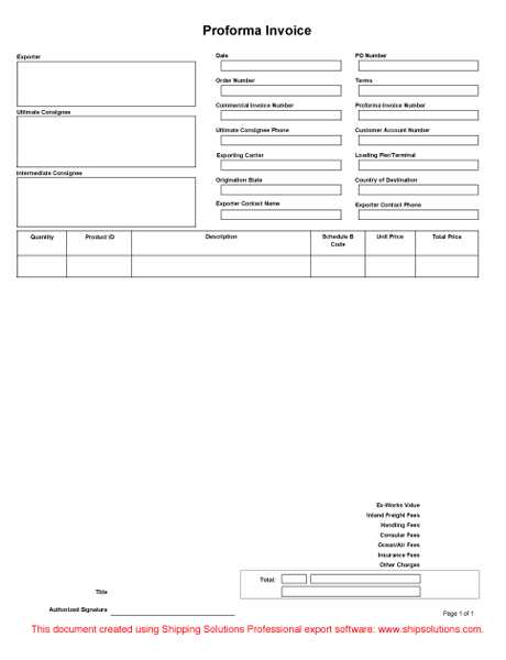 caricom commercial invoice template