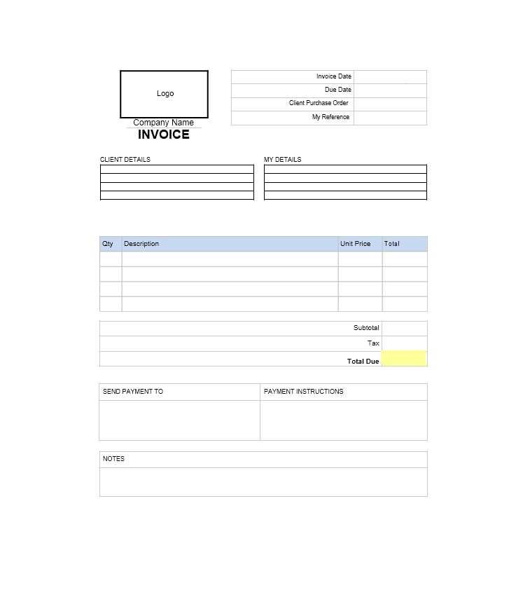 printable commercial invoice template