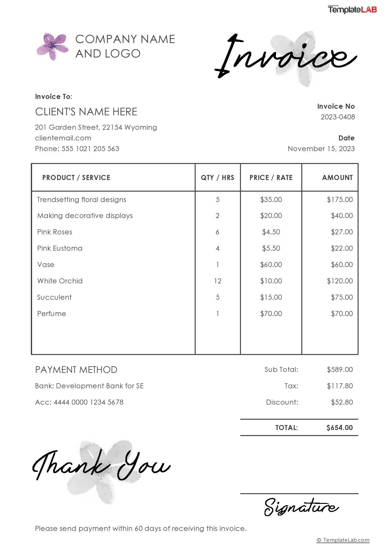 printable free invoice template pdf