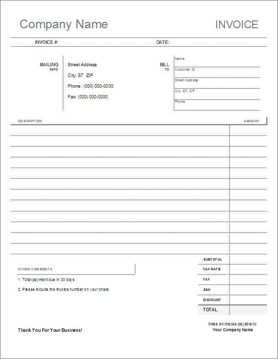 printable sales invoice template