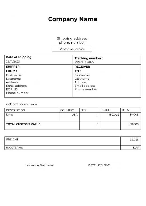 pro forma invoice template