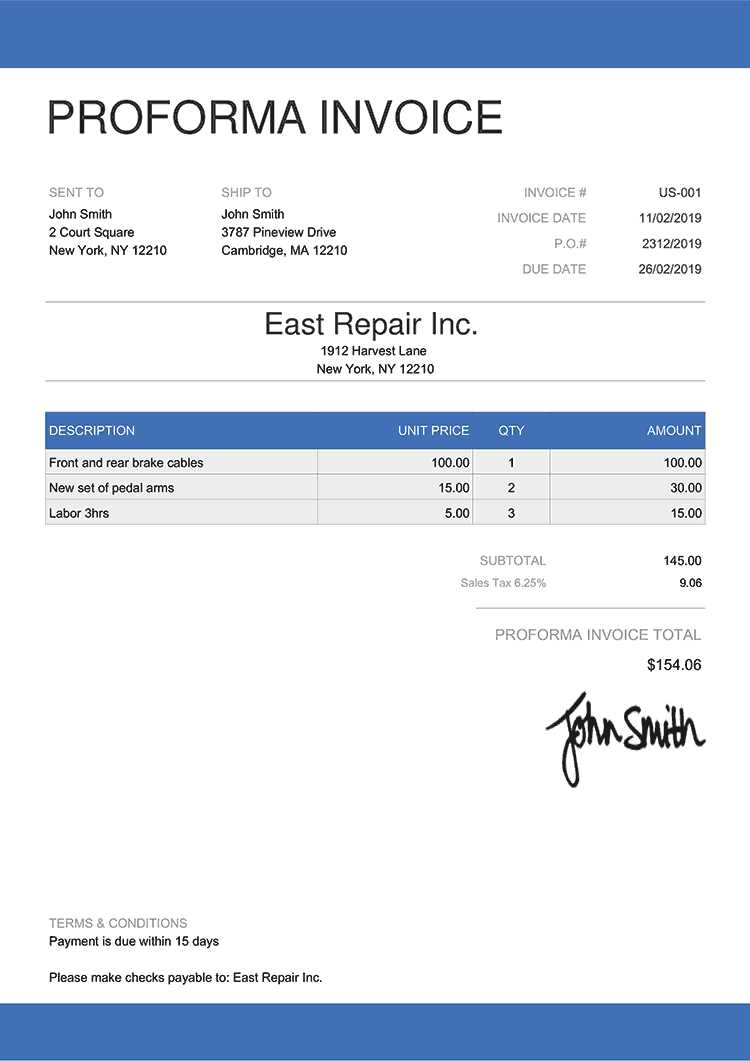 pro forma invoice template