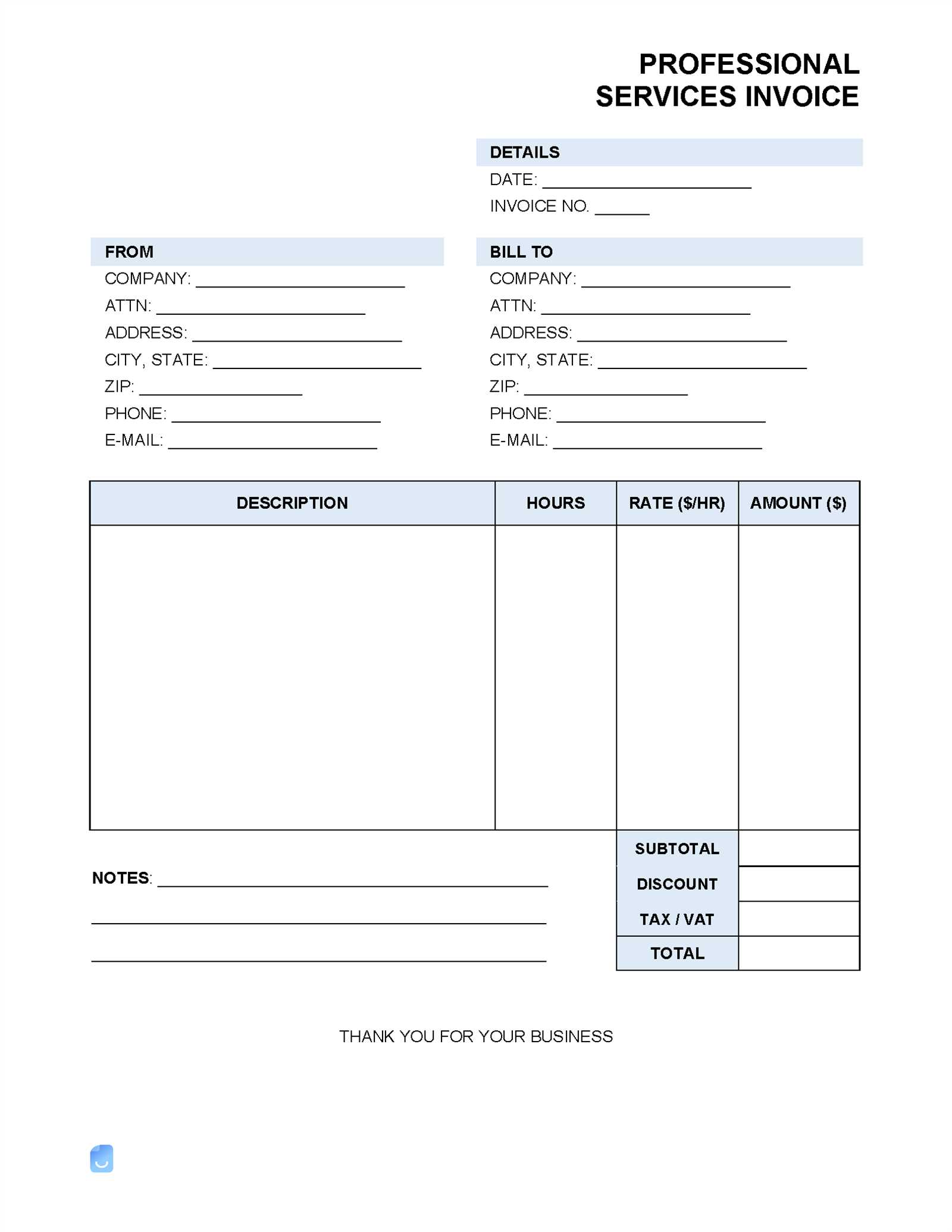 pro invoice template