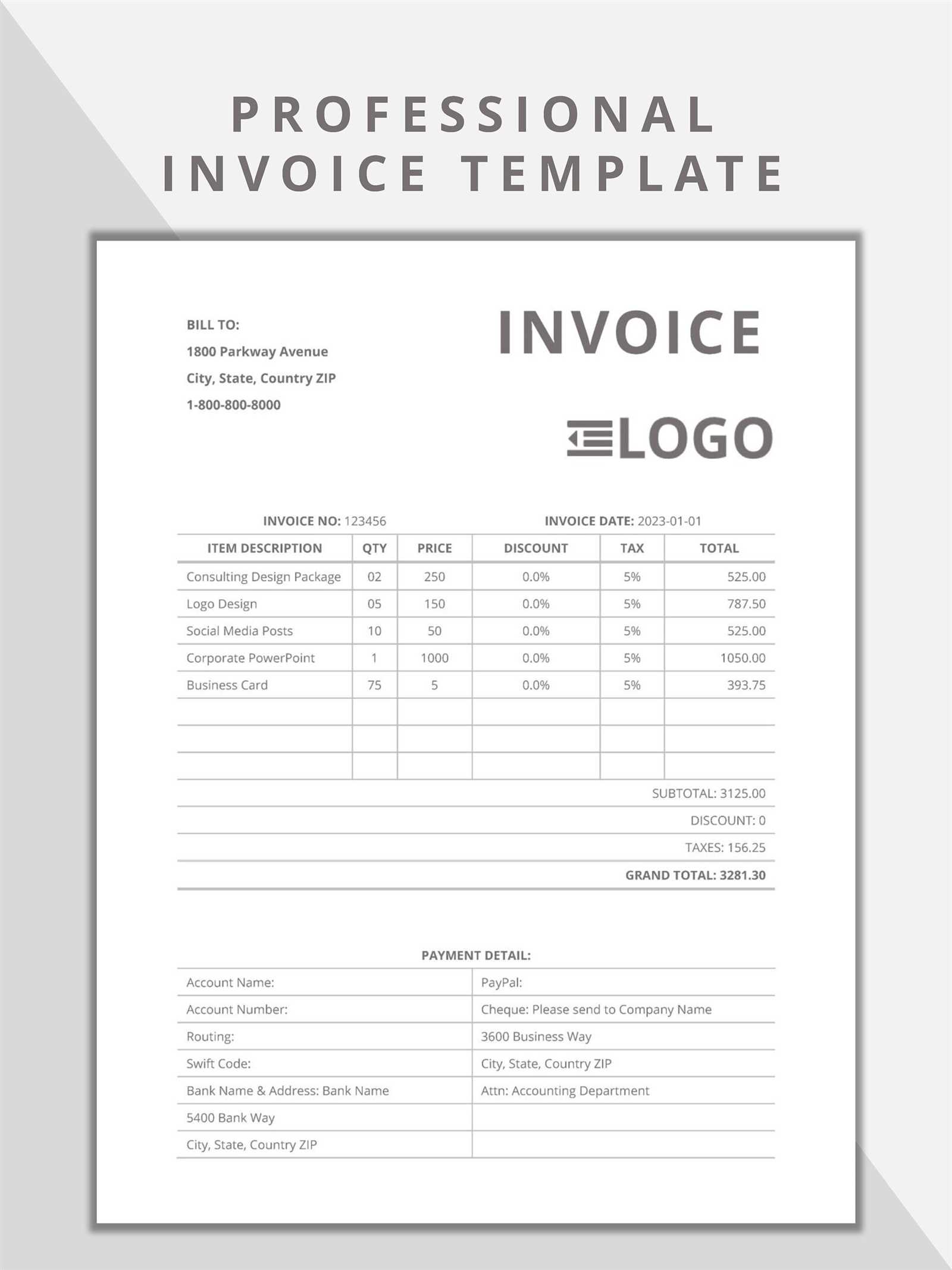 professional invoice template word