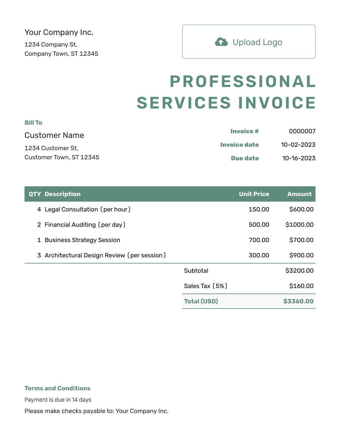 professional looking invoice template free