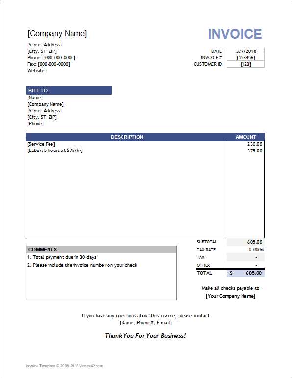 professional service invoice template