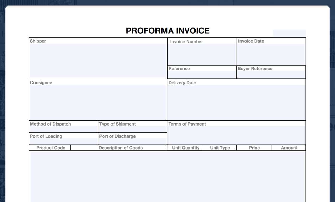 proforma commercial invoice template