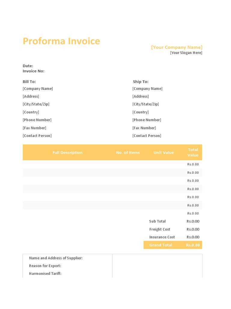 proforma invoice template docx