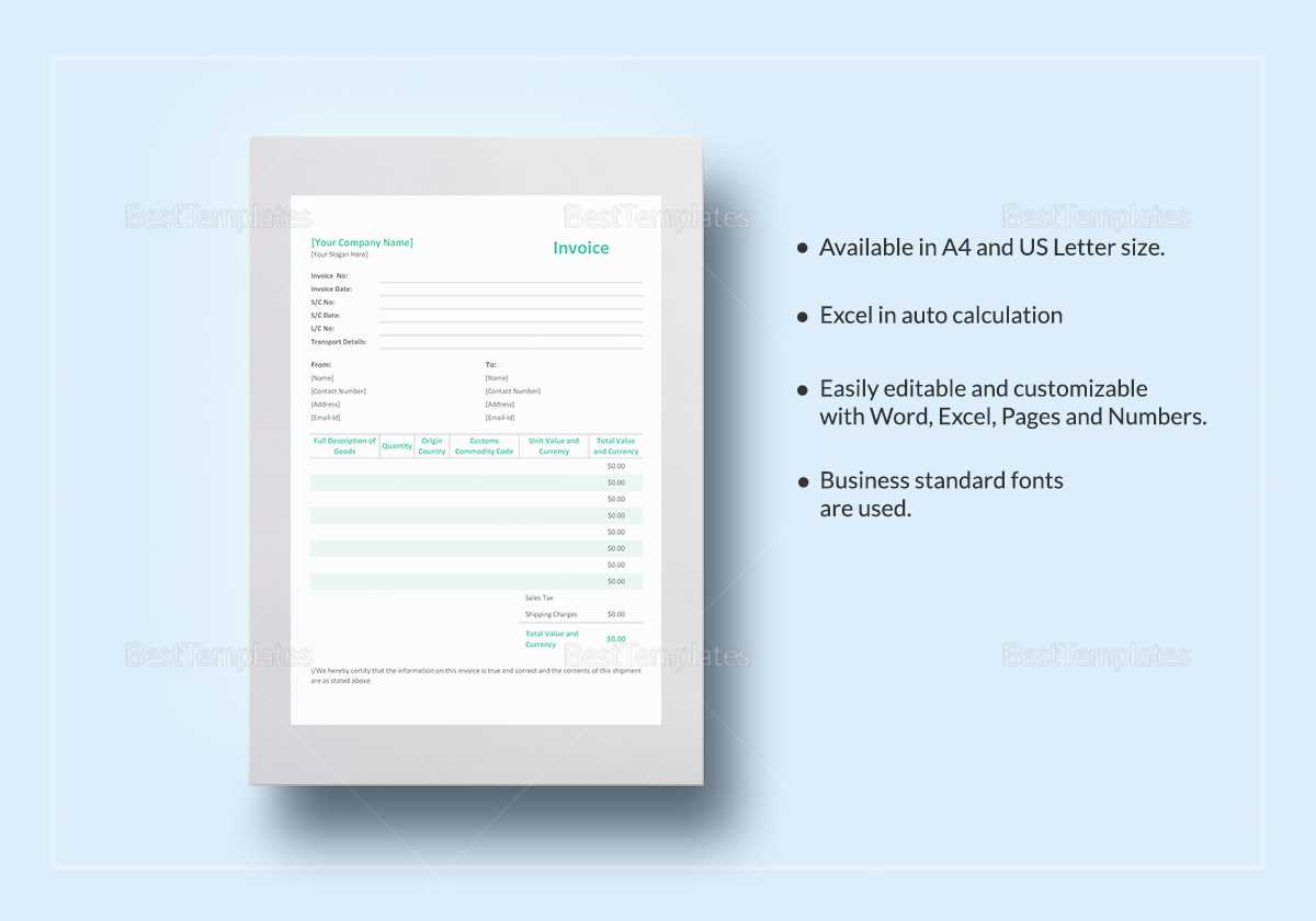 proforma invoice template excel