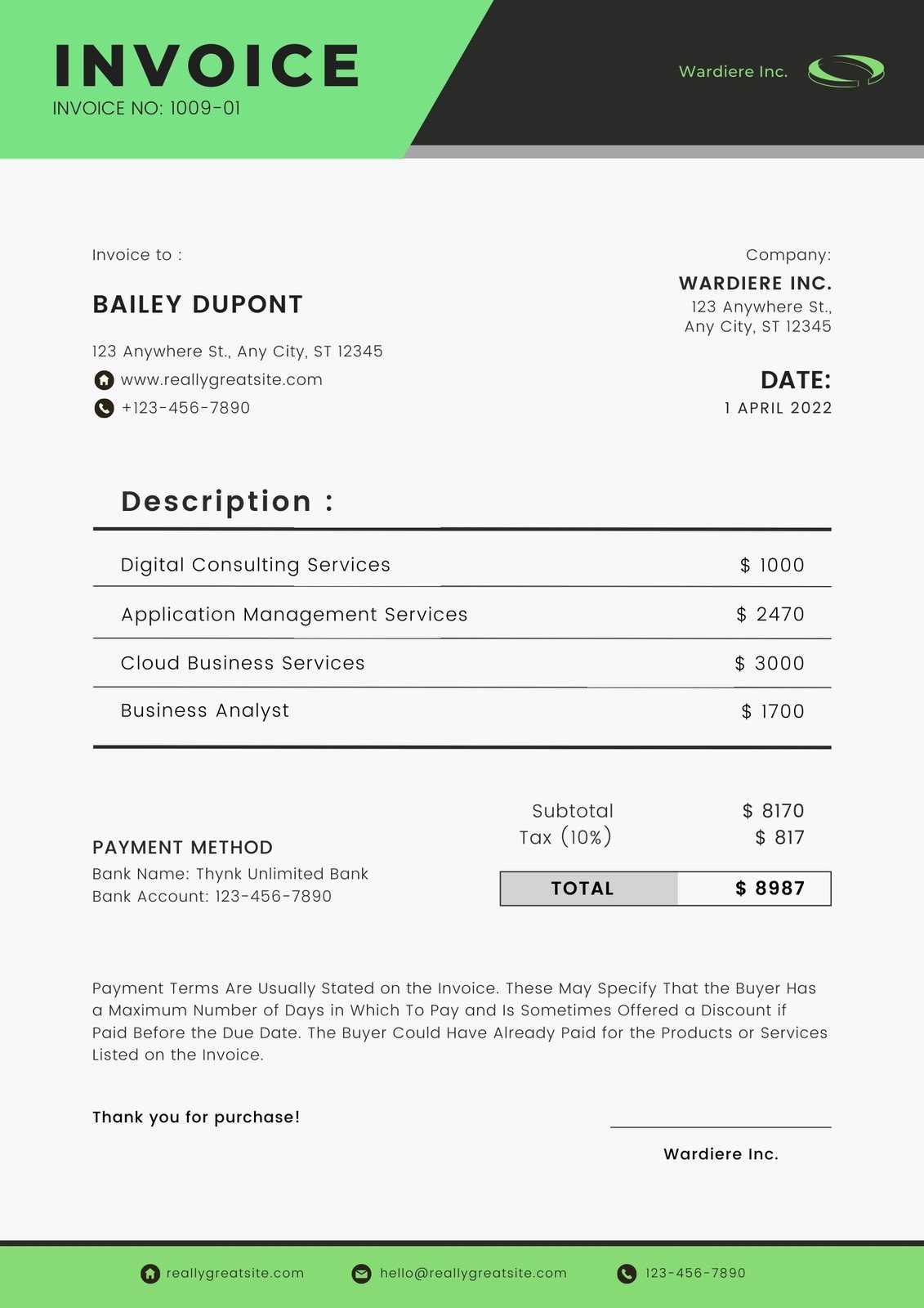 invoice template consulting