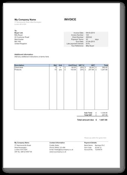 sole trader invoice template uk excel