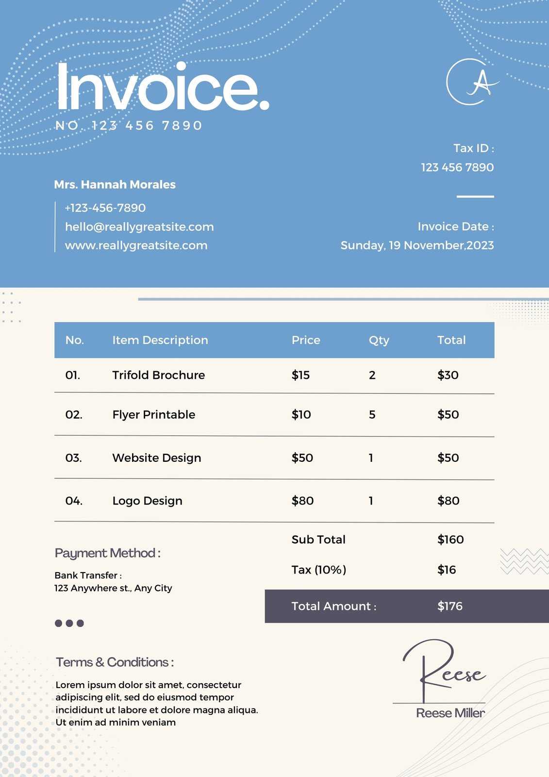 invoice template for architectural services