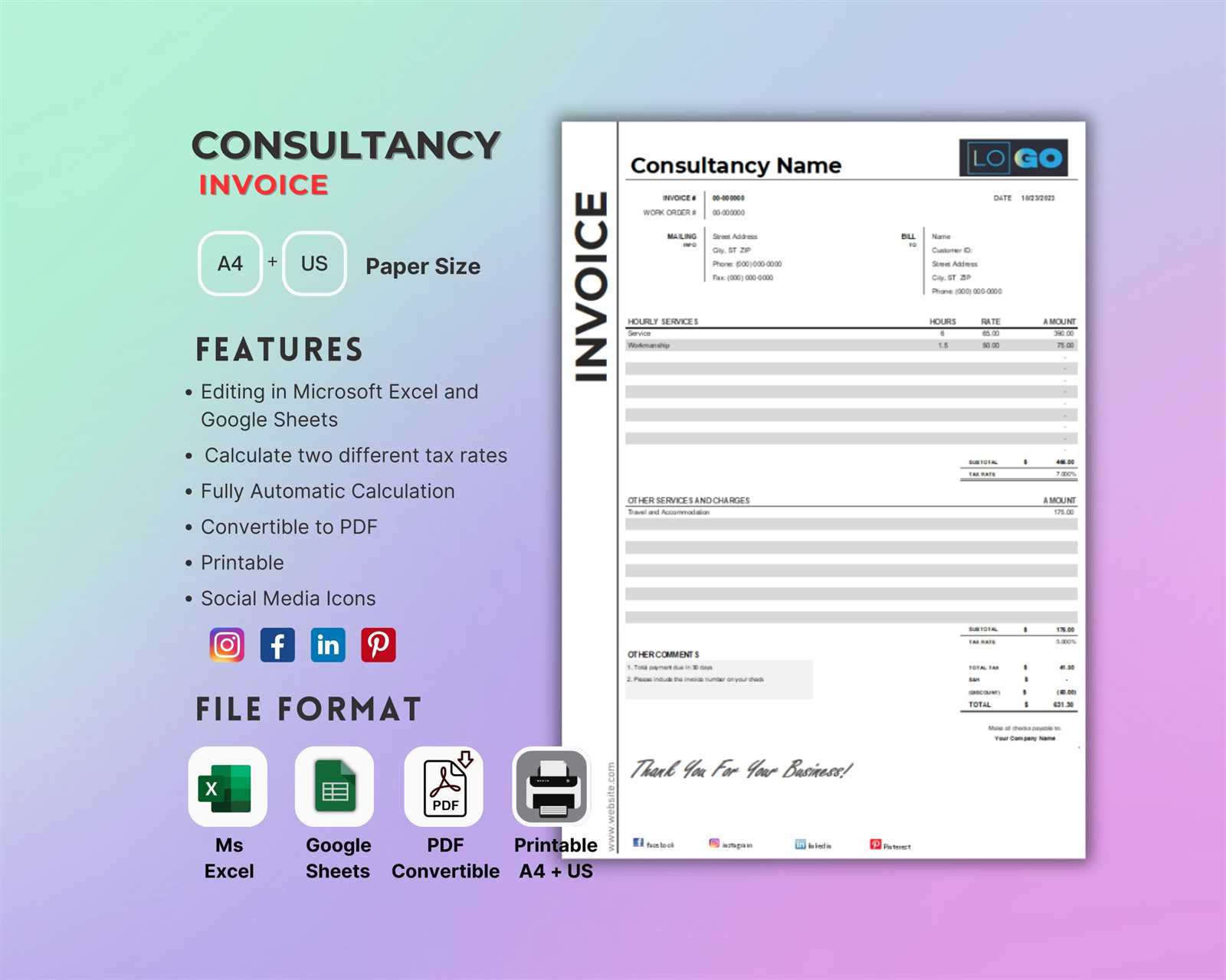 invoice template for independent consultant