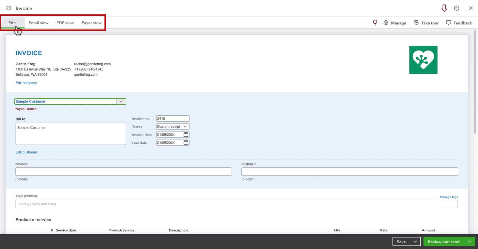 quickbooks invoice template free