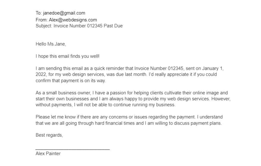 overdue invoice template email