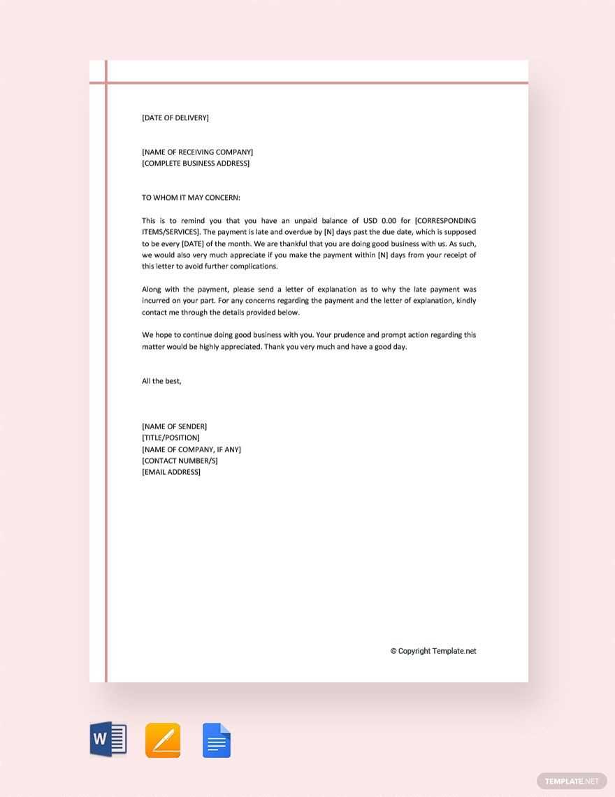 unpaid invoice letter template