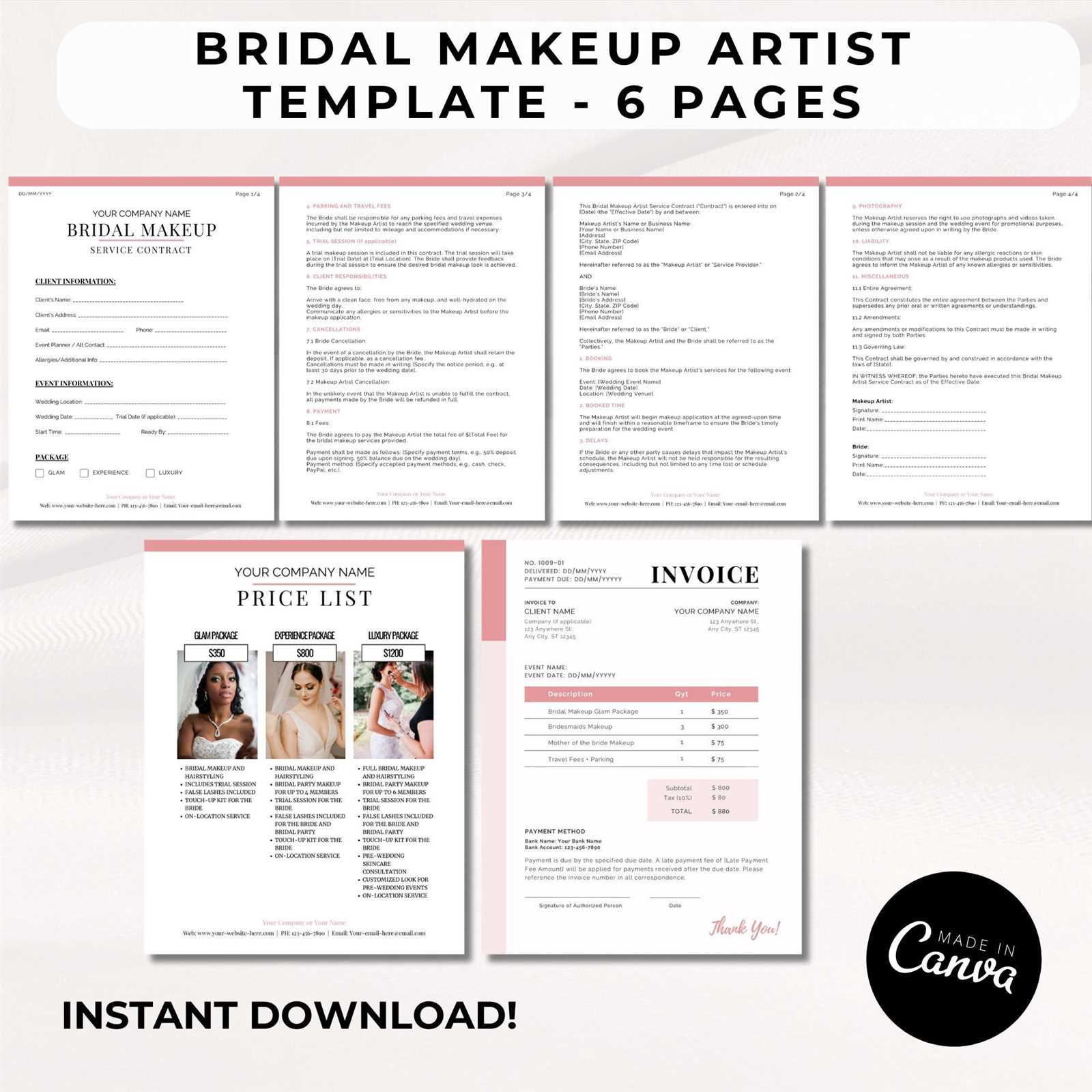 makeup invoice template