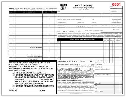 garage repair invoice template