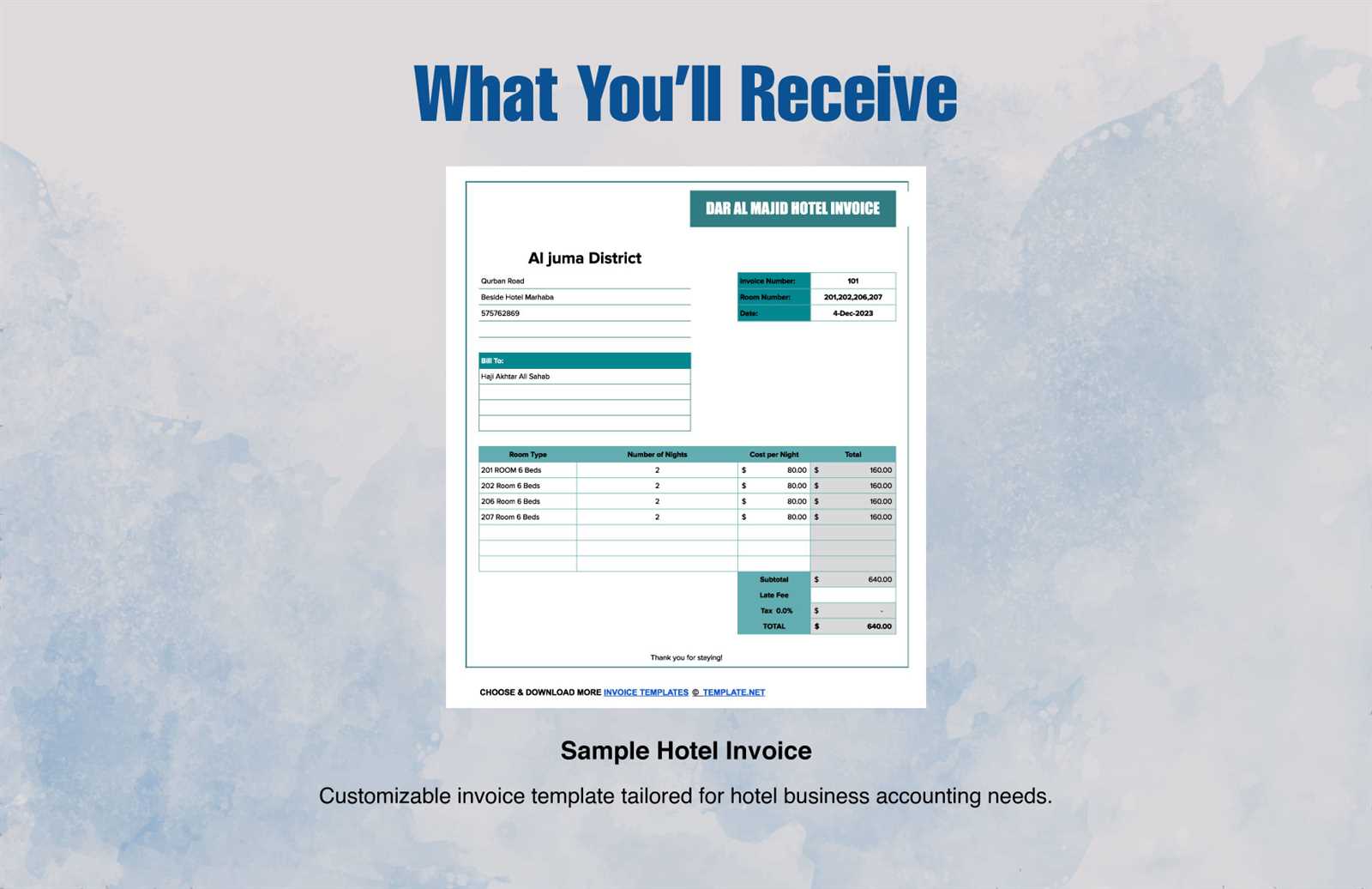 hotel invoice template word